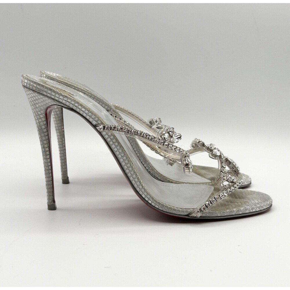 Christian Louboutin Silver Crystal Embellished Stiletto Sandals - Picture 2 of 15